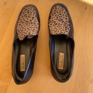 Italian leather leopard loafers